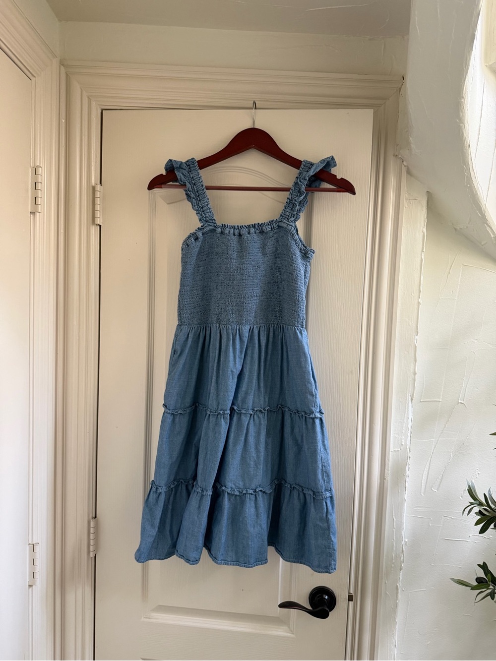 J. Crew Blue Tiered Sundress with Smocked Bodice
